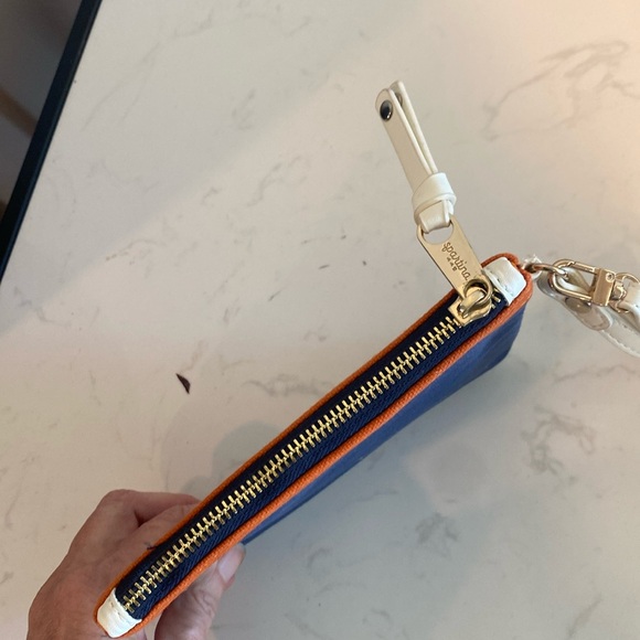 Spartina 449 Anchor Nautical Blue Orange lime Off White Top Zip Wristlet - Picture 6 of 13